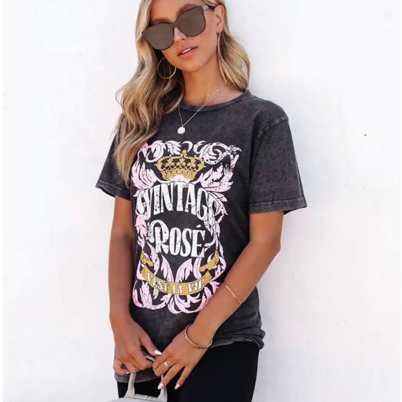 NWT, Vintage Rose SPRING  Cotton Tee, XS, S - Picture 5 of 11